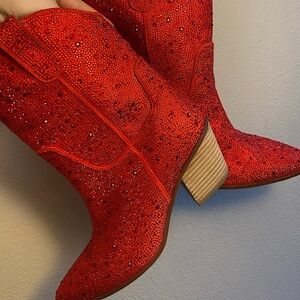 Red rhinestone cowboy boots